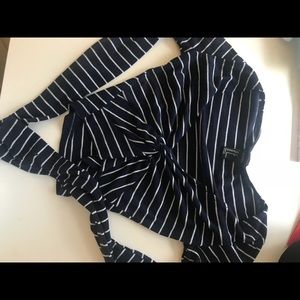 Striped long sleeve crop top